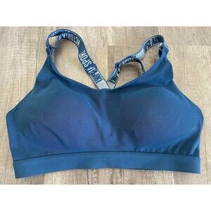 Victoria’s Secret Sports Bra Size 32C Blue Padded Racerback Adjustable